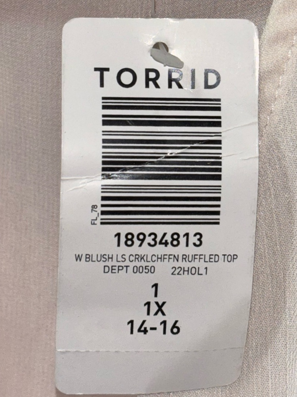 TORRID Blush Long sleeved Chiffon Ruffled Top - Picture 4 of 4